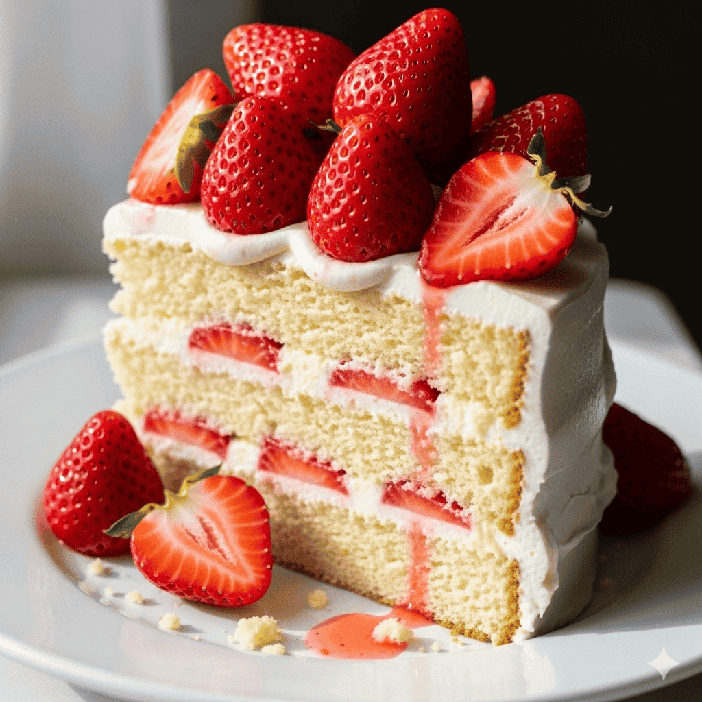 pastel de vainilla con fresas